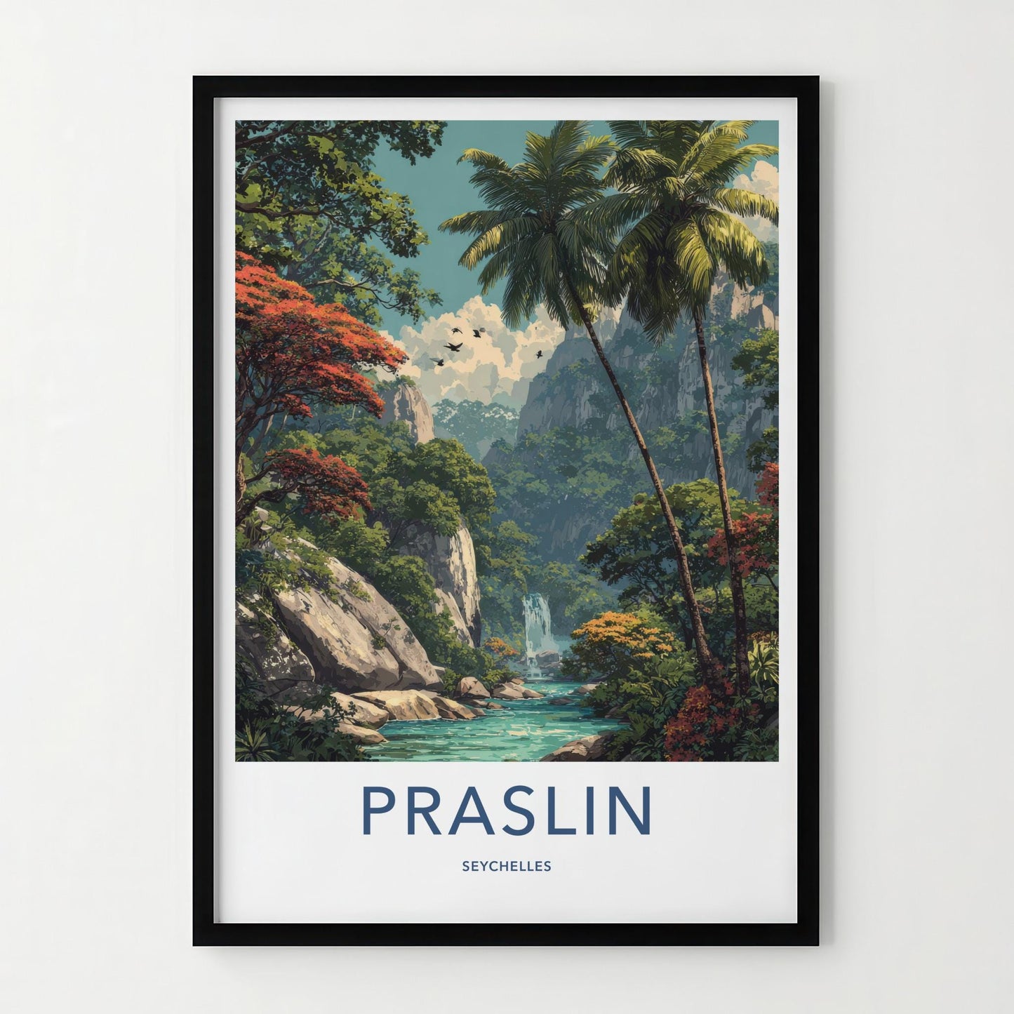Praslin Poster - Seychelles Wall Art - Lush Tropical Paradise Home Decor