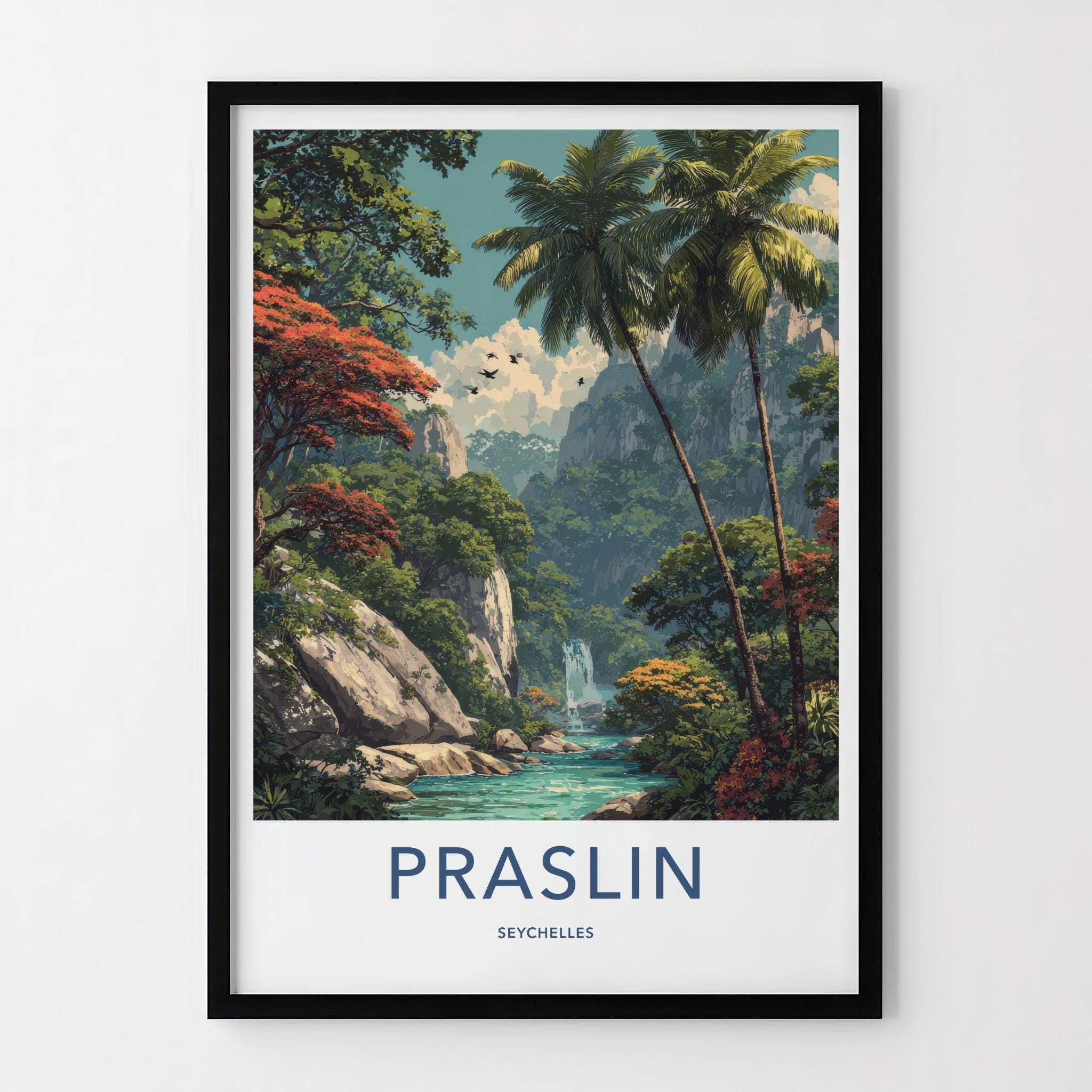 Praslin Poster - Seychelles Wall Art - Lush Tropical Paradise Home Decor