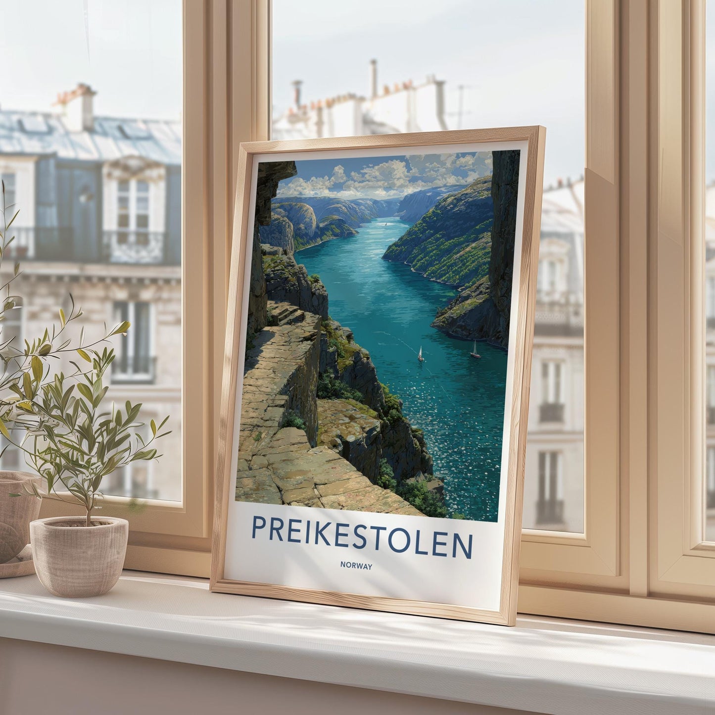 Preikestolen Poster - Norway Travel Art - Majestic Fjord Path Home Decor