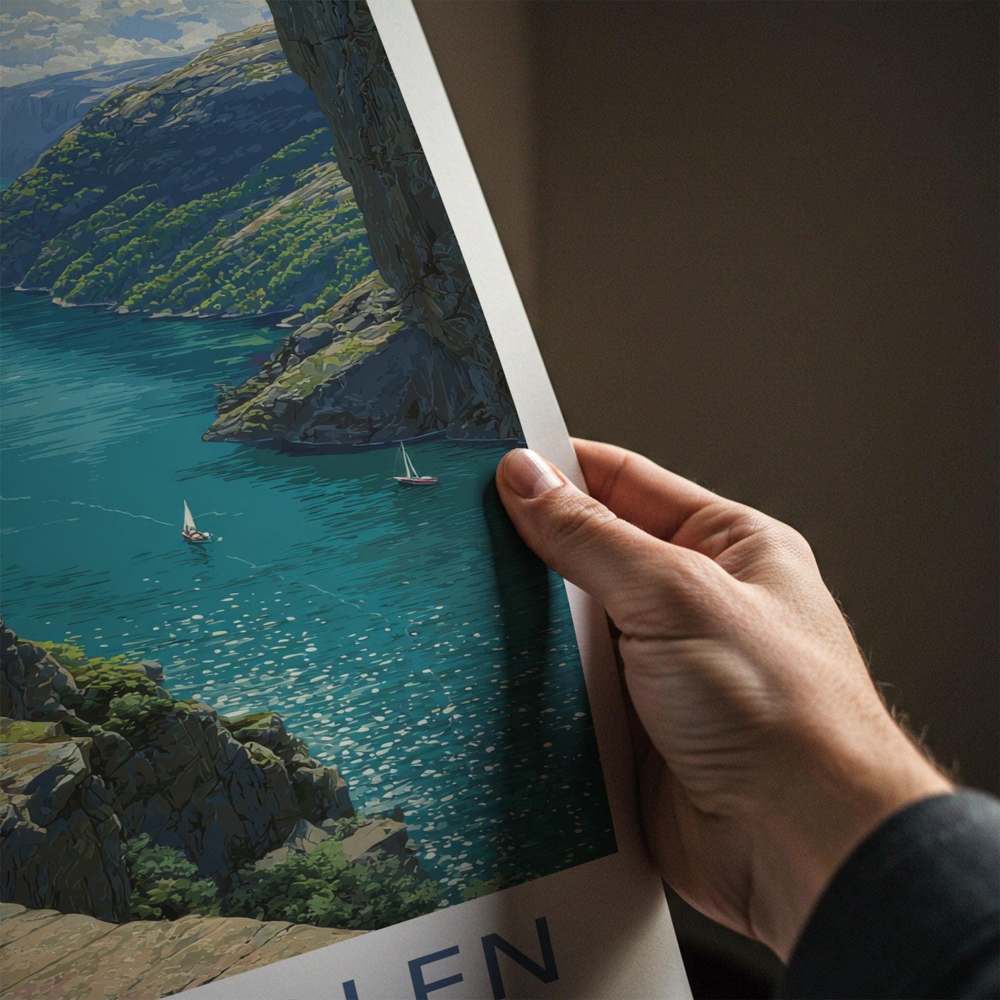 Preikestolen Poster - Norway Travel Art - Majestic Fjord Path Home Decor