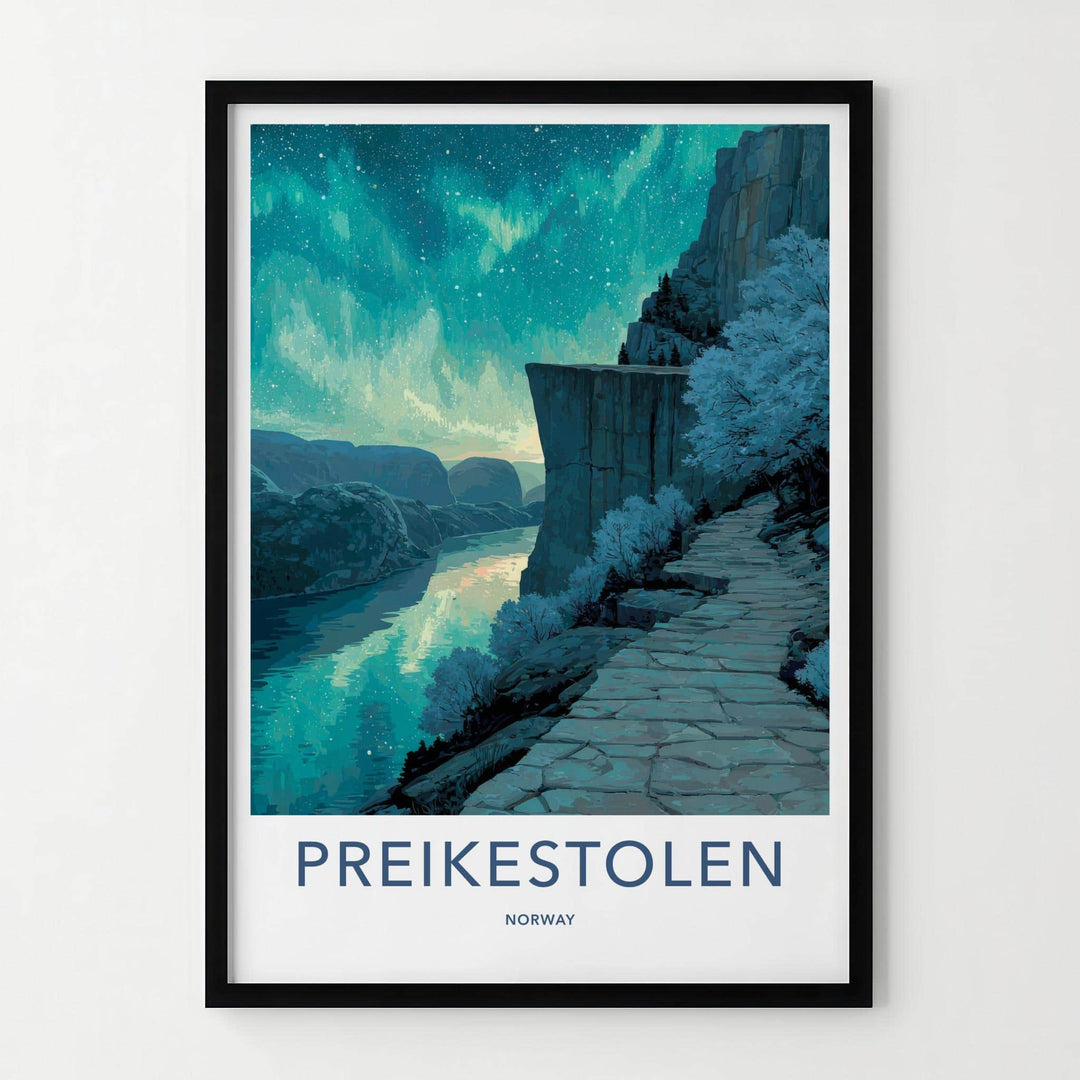 Preikestolen Poster - Norway Travel Art - Northern Fjord Pathway Wall Decor