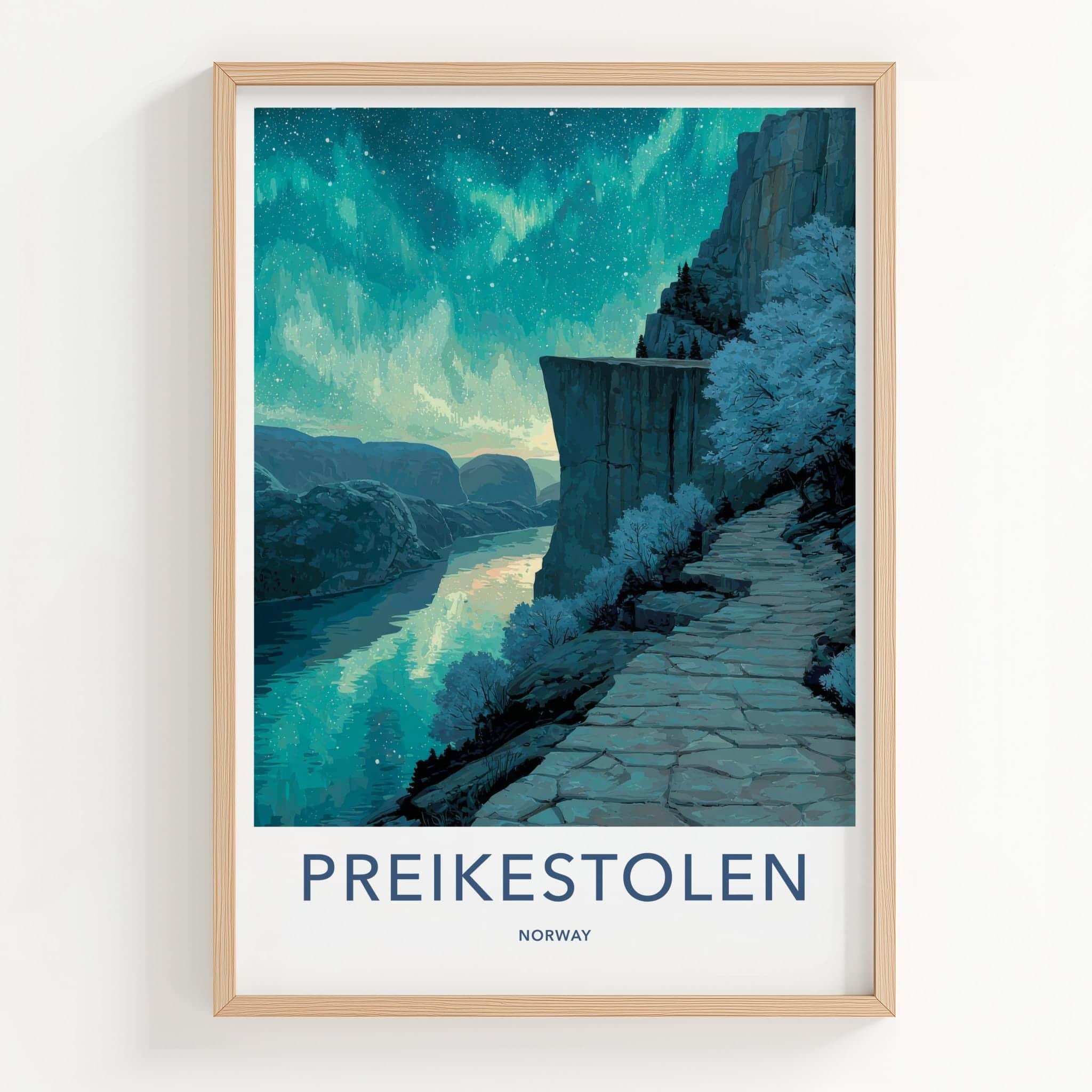 Preikestolen Poster - Norway Travel Art - Northern Fjord Pathway Wall Decor