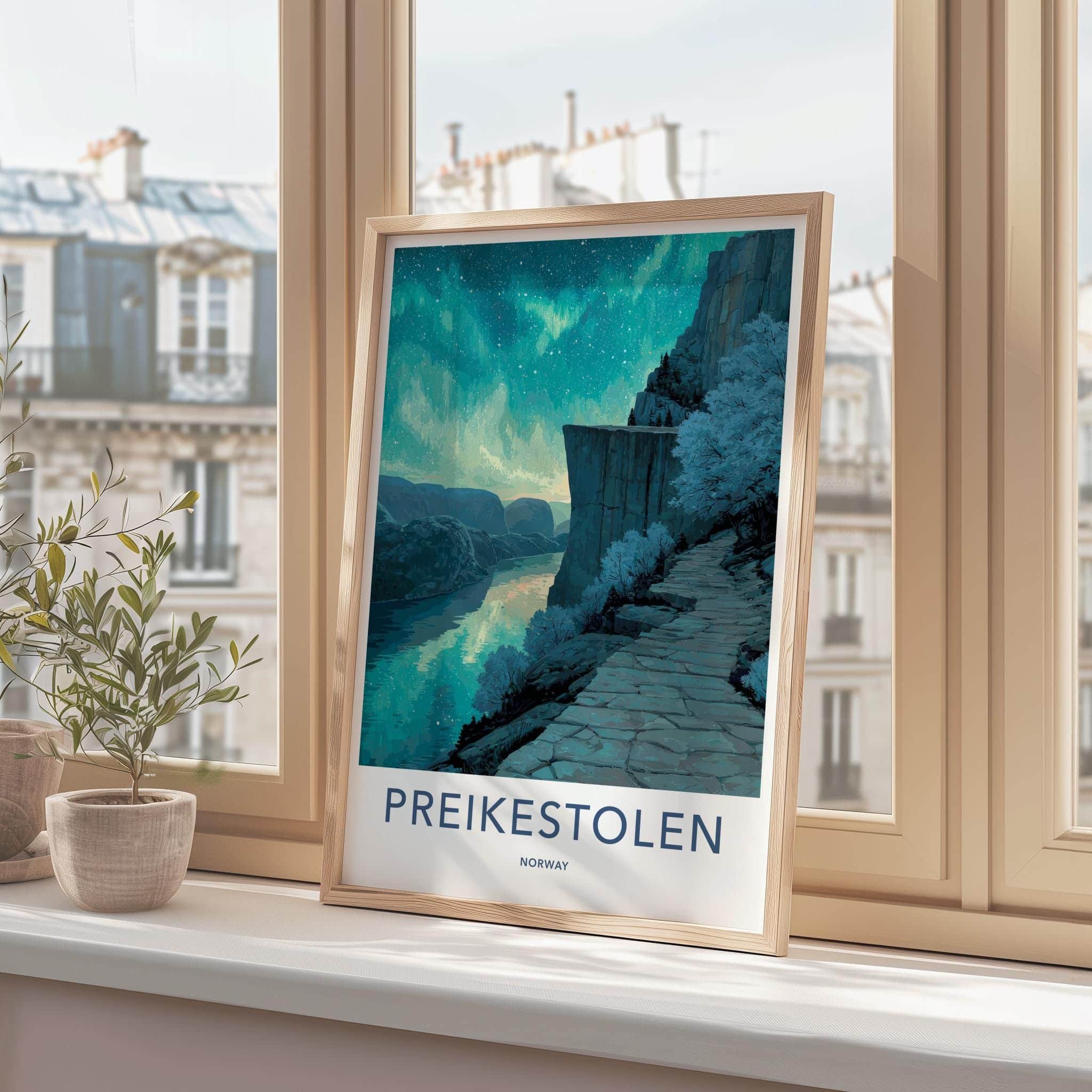Preikestolen Poster - Norway Travel Art - Northern Fjord Pathway Wall Decor