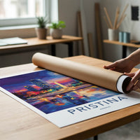 Pristina Poster - Kosovo Travel Art - Vibrant City Night Home Decor