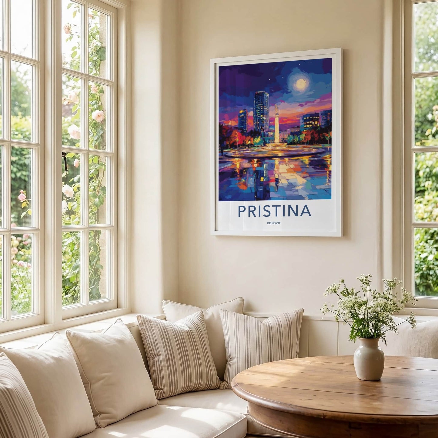 Pristina Poster - Kosovo Travel Art - Vibrant City Night Home Decor