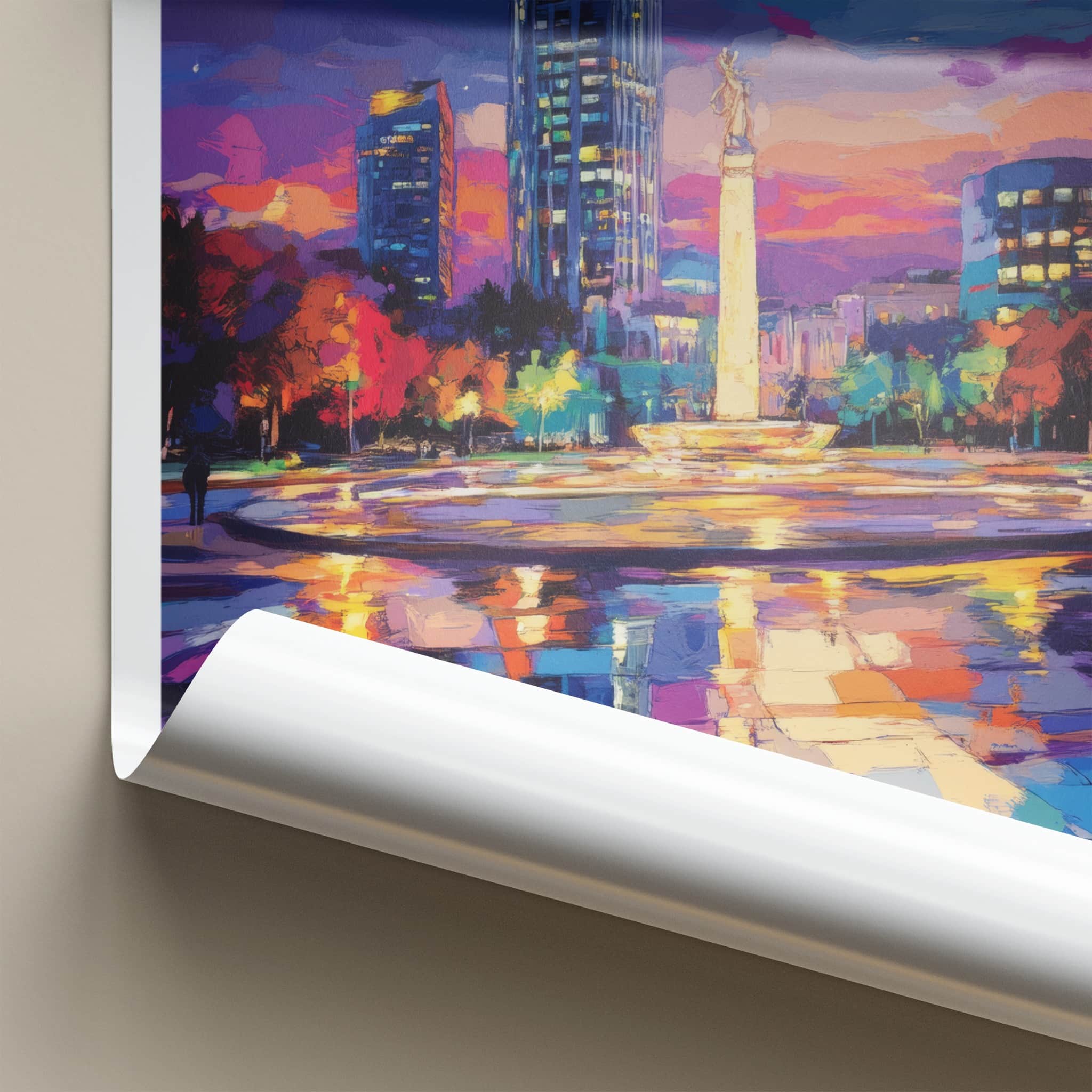 Pristina Poster - Kosovo Travel Art - Vibrant City Night Home Decor