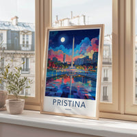 Pristina Poster - Kosovo Travel Art - Vibrant Urban Reflection Home Decor
