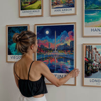 Pristina Poster - Kosovo Travel Art - Vibrant Urban Reflection Home Decor
