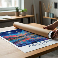 Pristina Poster - Kosovo Travel Art - Vibrant Urban Reflection Home Decor