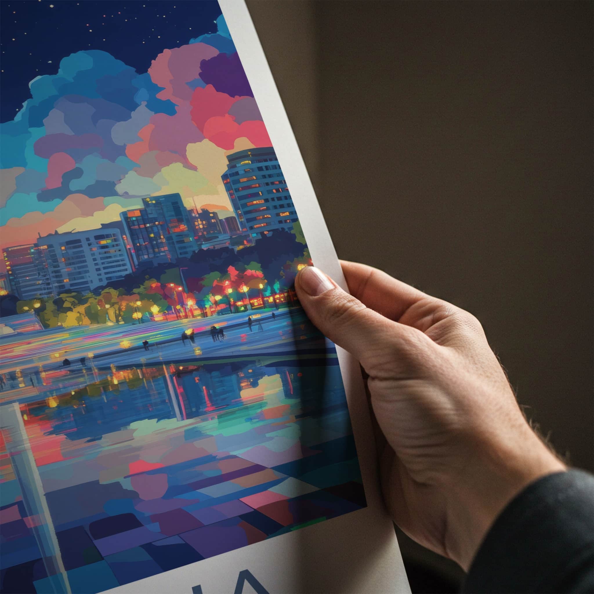 Pristina Poster - Kosovo Travel Art - Vibrant Urban Reflection Home Decor