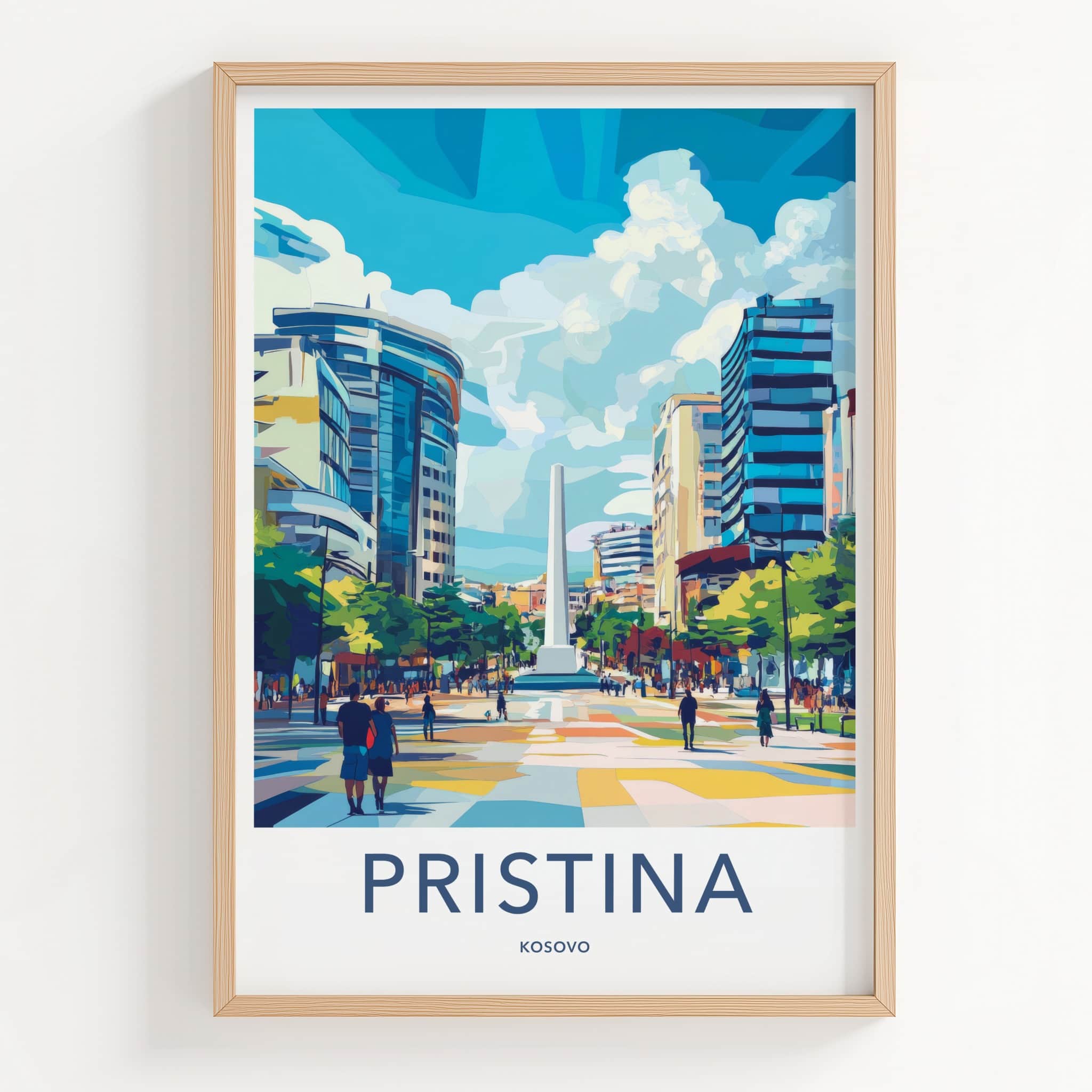 Pristina Poster - Kosovo Wall Art - Urban Obelisk Scene Home Decor