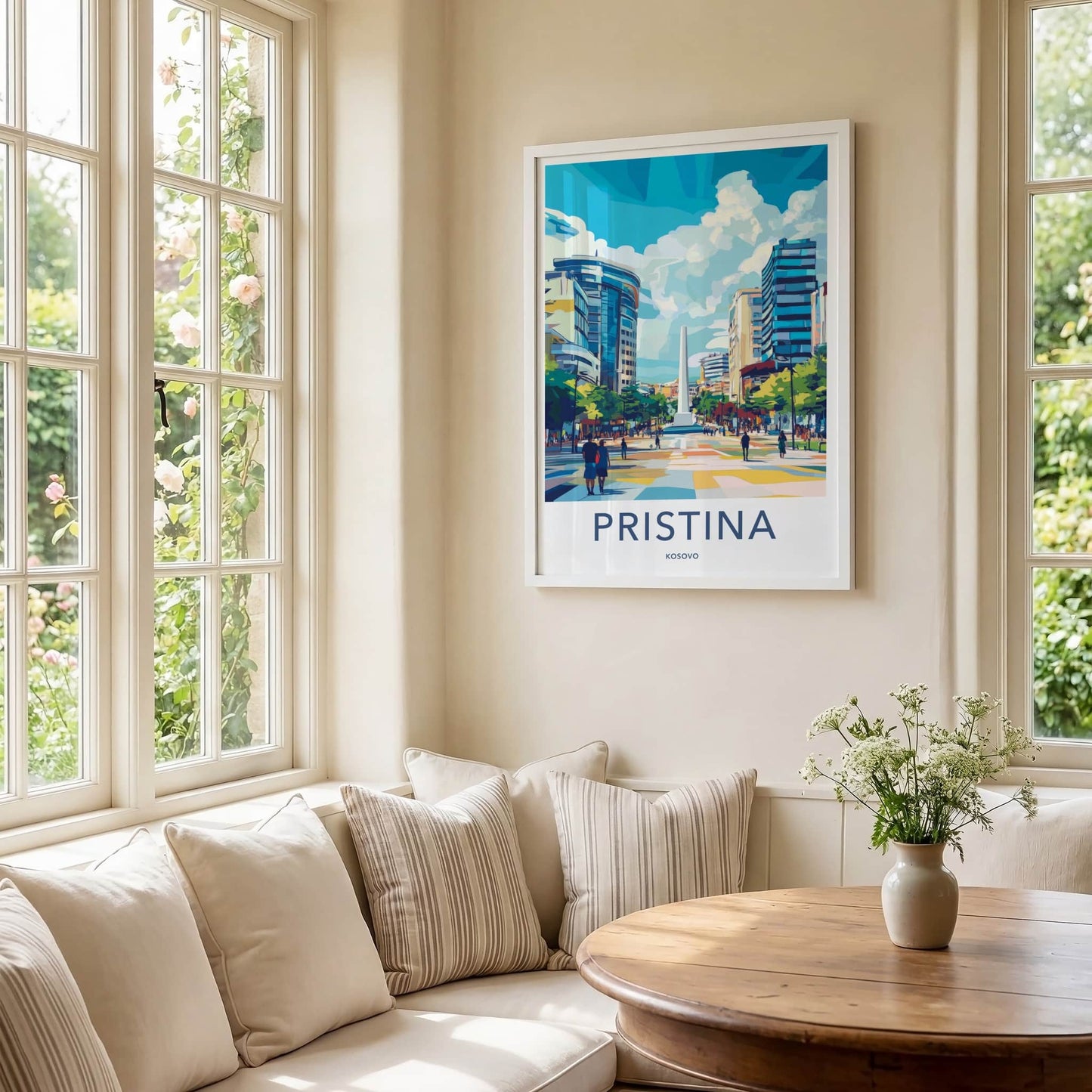 Pristina Poster - Kosovo Wall Art - Urban Obelisk Scene Home Decor
