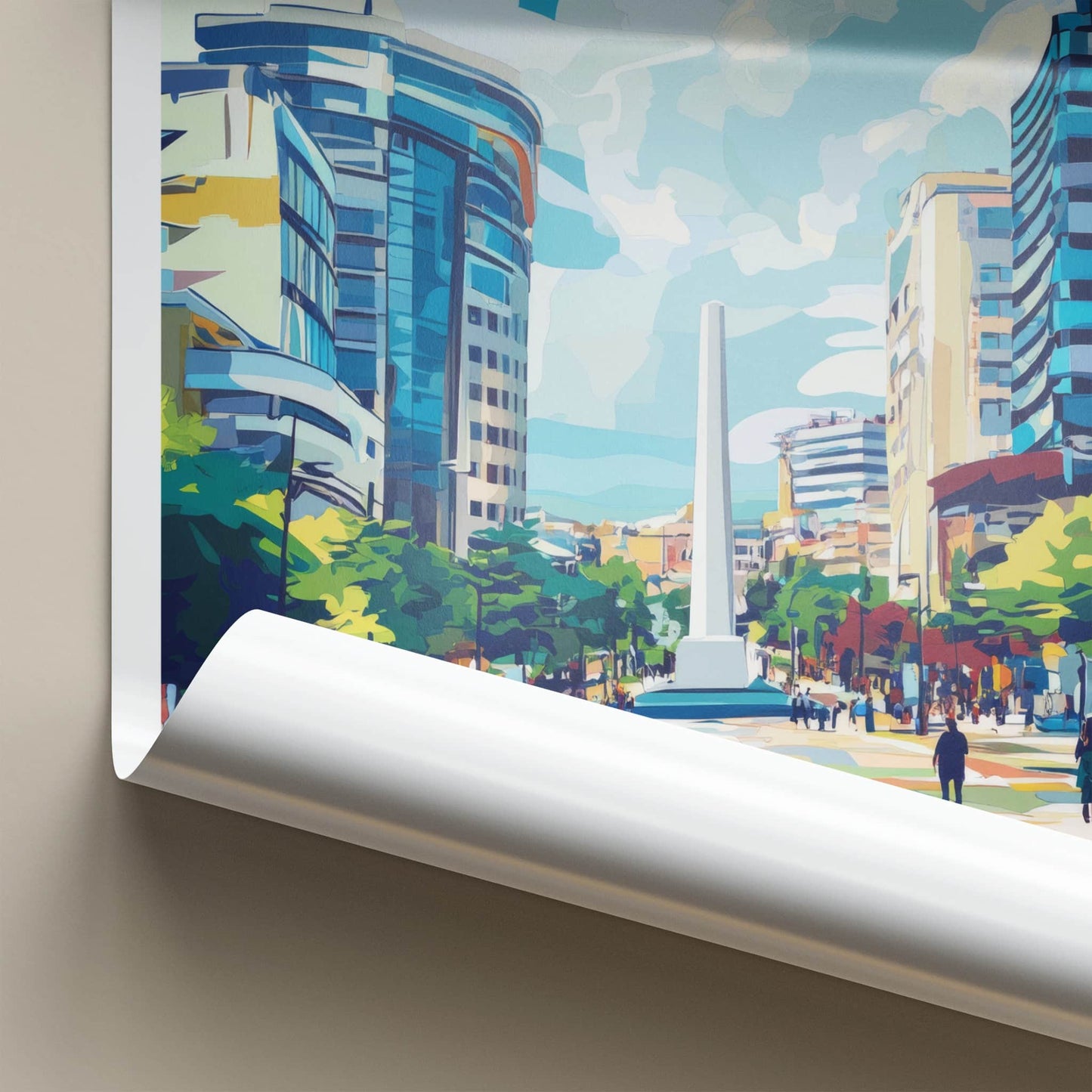Pristina Poster - Kosovo Wall Art - Urban Obelisk Scene Home Decor