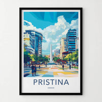 Pristina Poster - Kosovo Wall Art - Urban Obelisk Scene Home Decor