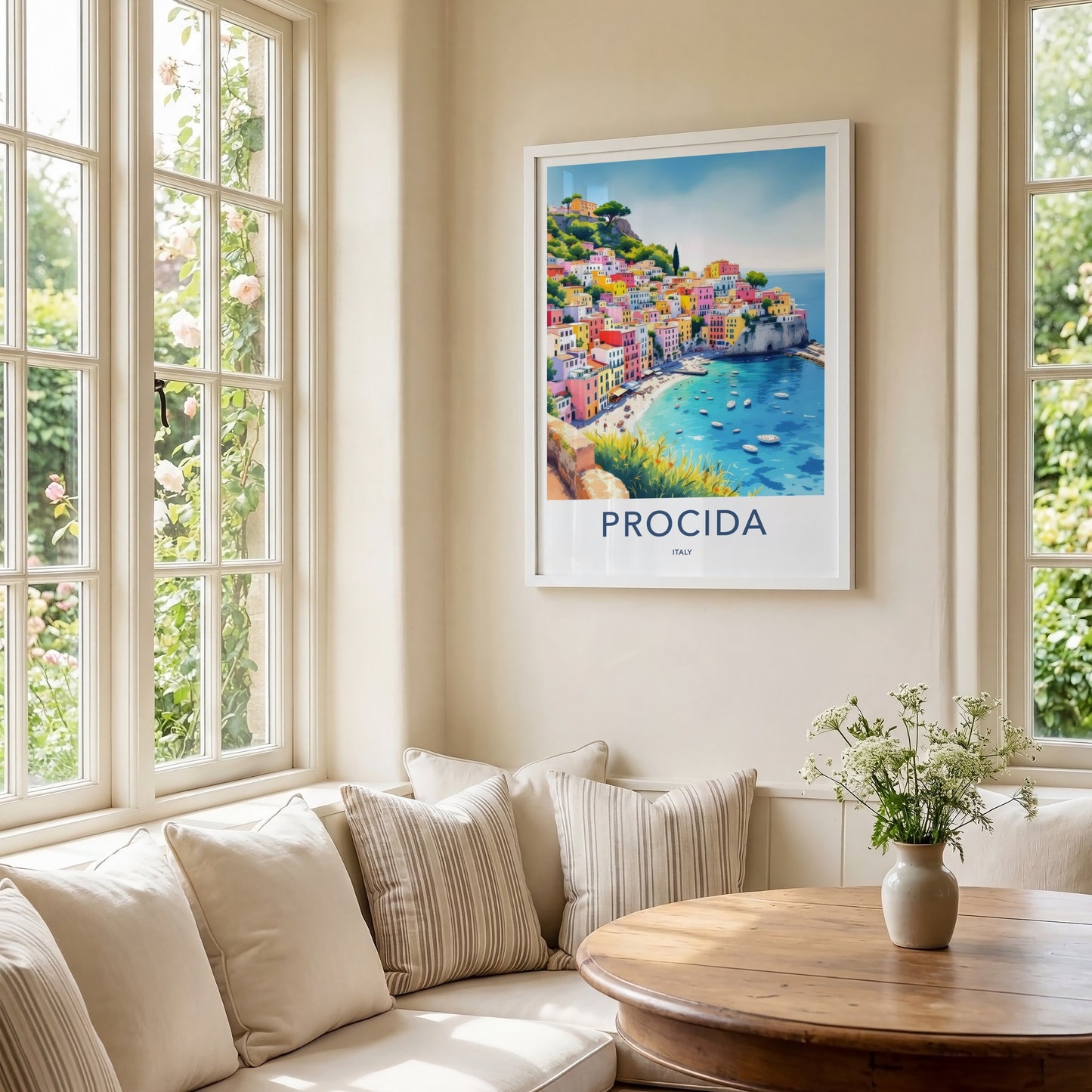 Procida Poster - Italy Travel Art - Colorful Village Seascape Wall Decor