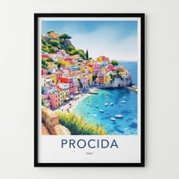 Procida Poster - Italy Travel Art - Colorful Village Seascape Wall Decor