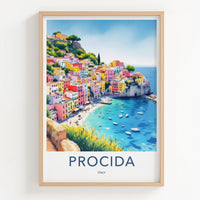 Procida Poster - Italy Travel Art - Colorful Village Seascape Wall Decor