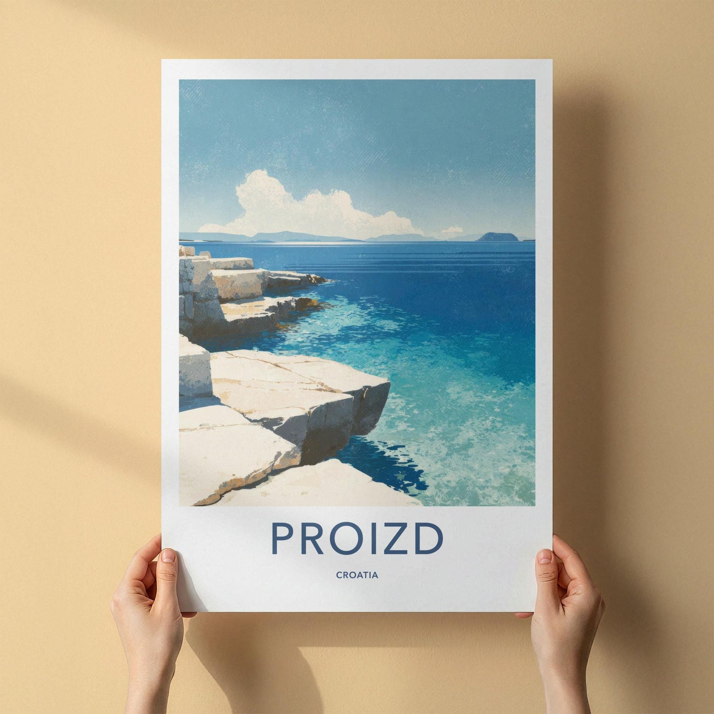 Proizd Poster - Croatia Travel Art - Rocky Coastal View Home Decor