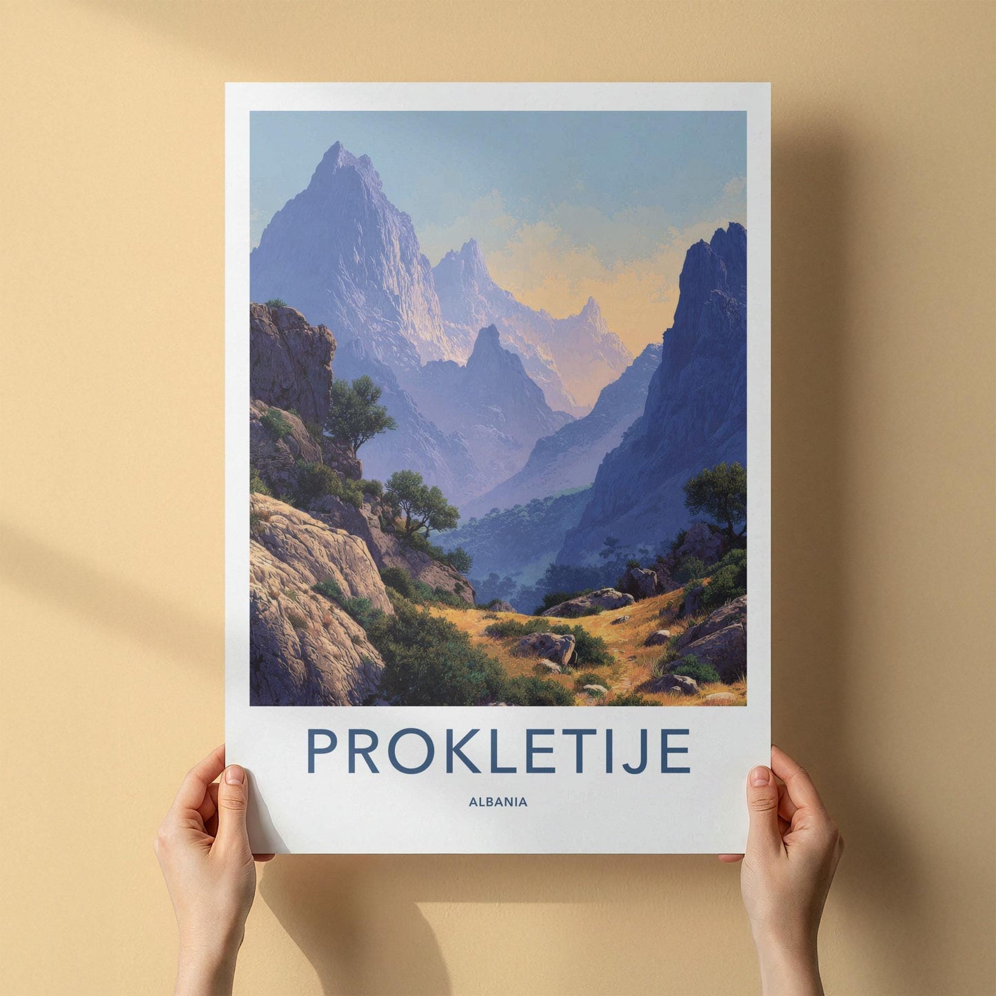 Prokletije Poster - Albania Travel Art - Rugged Mountain Valley Home Decor