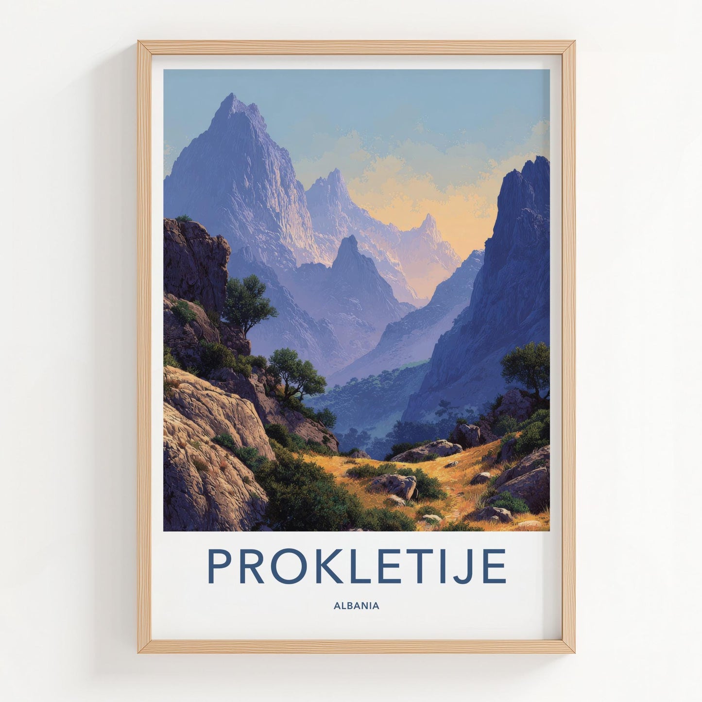 Prokletije Poster - Albania Travel Art - Rugged Mountain Valley Home Decor