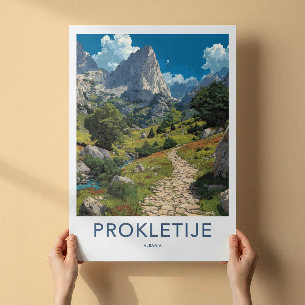 Prokletije Poster - Albania Travel Art - Winding Stone Path Home Decor