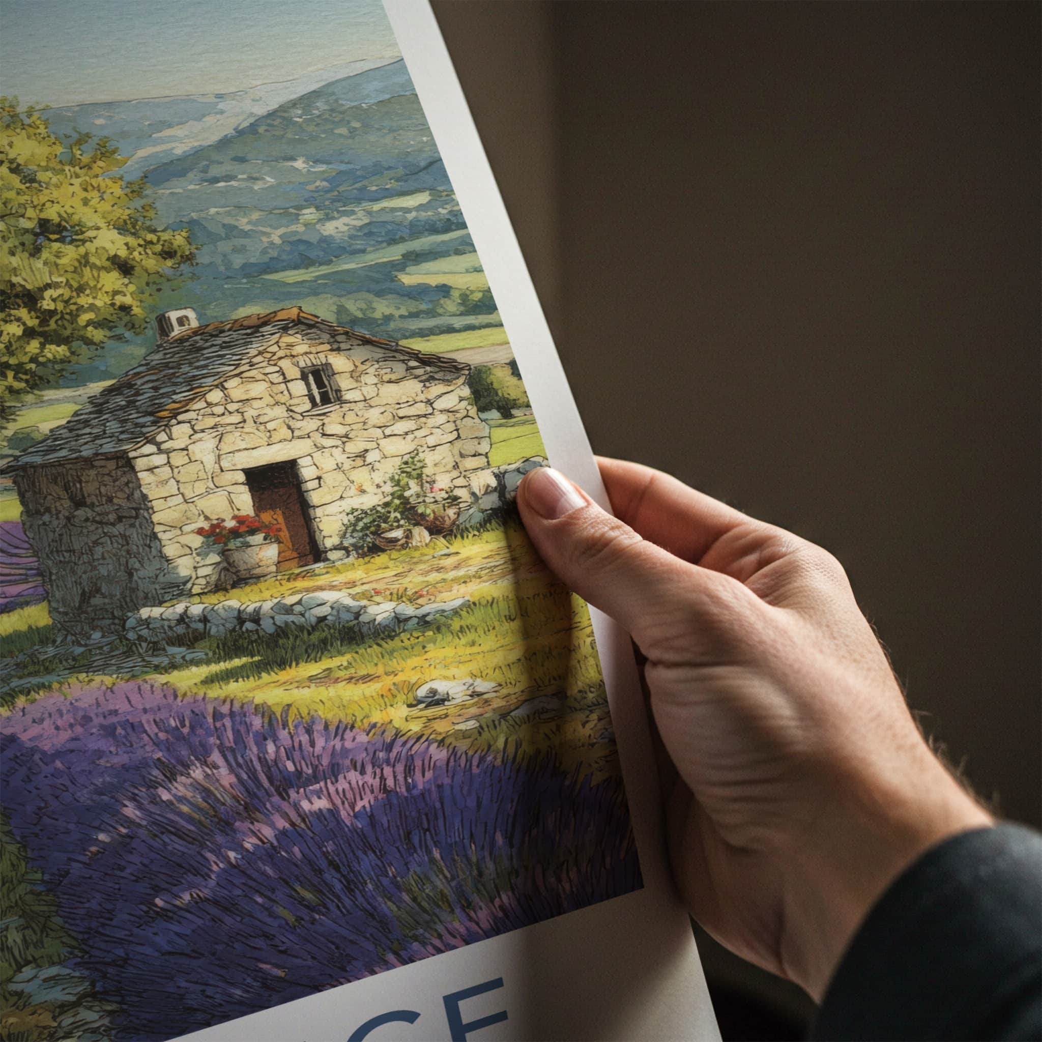 Provence Poster - France Travel Art - Lavender Field House Home Decor