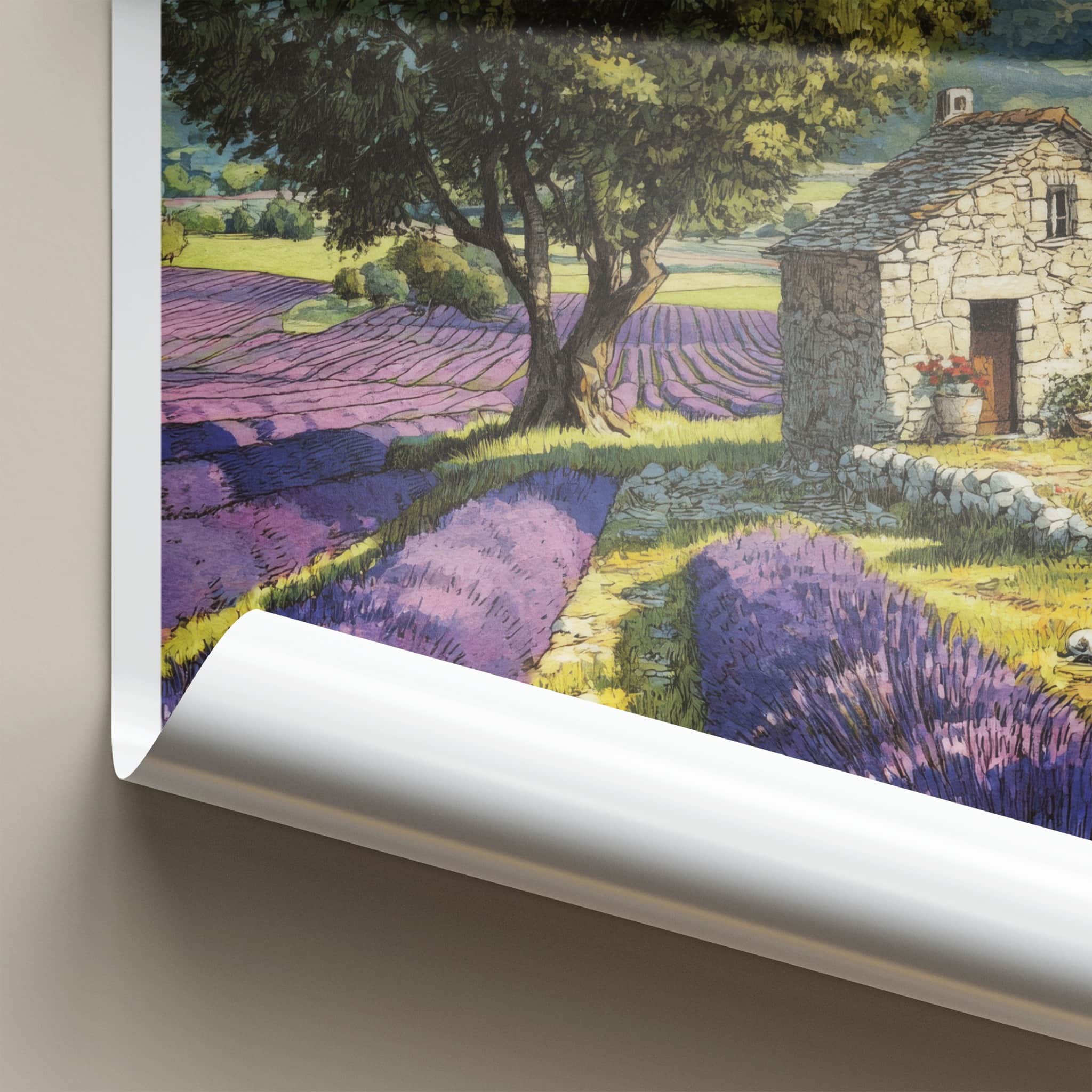 Provence Poster - France Travel Art - Lavender Field House Home Decor