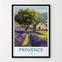 Provence Poster - France Travel Art - Lavender Field House Home Decor