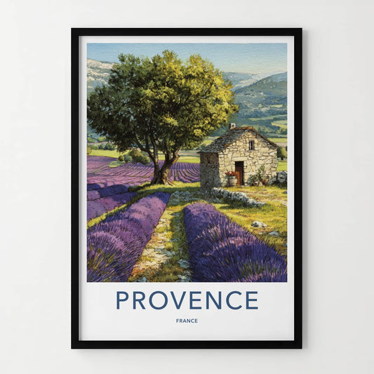 Provence Poster - France Travel Art - Lavender Field House Home Decor