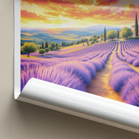 Provence Poster - France Travel Art - Lavender Fields Sunset Home Decor