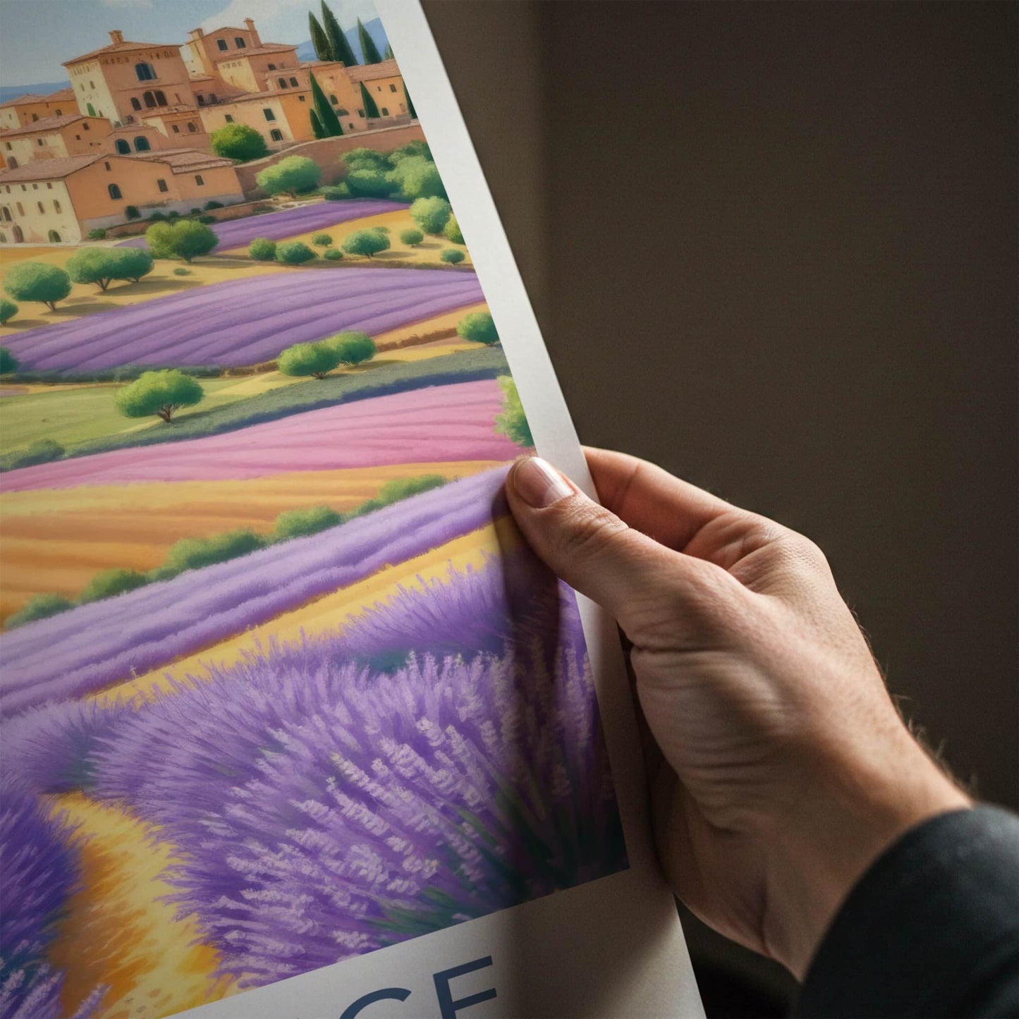 Provence Poster - France Travel Art - Lavender Fields Village Home Decor