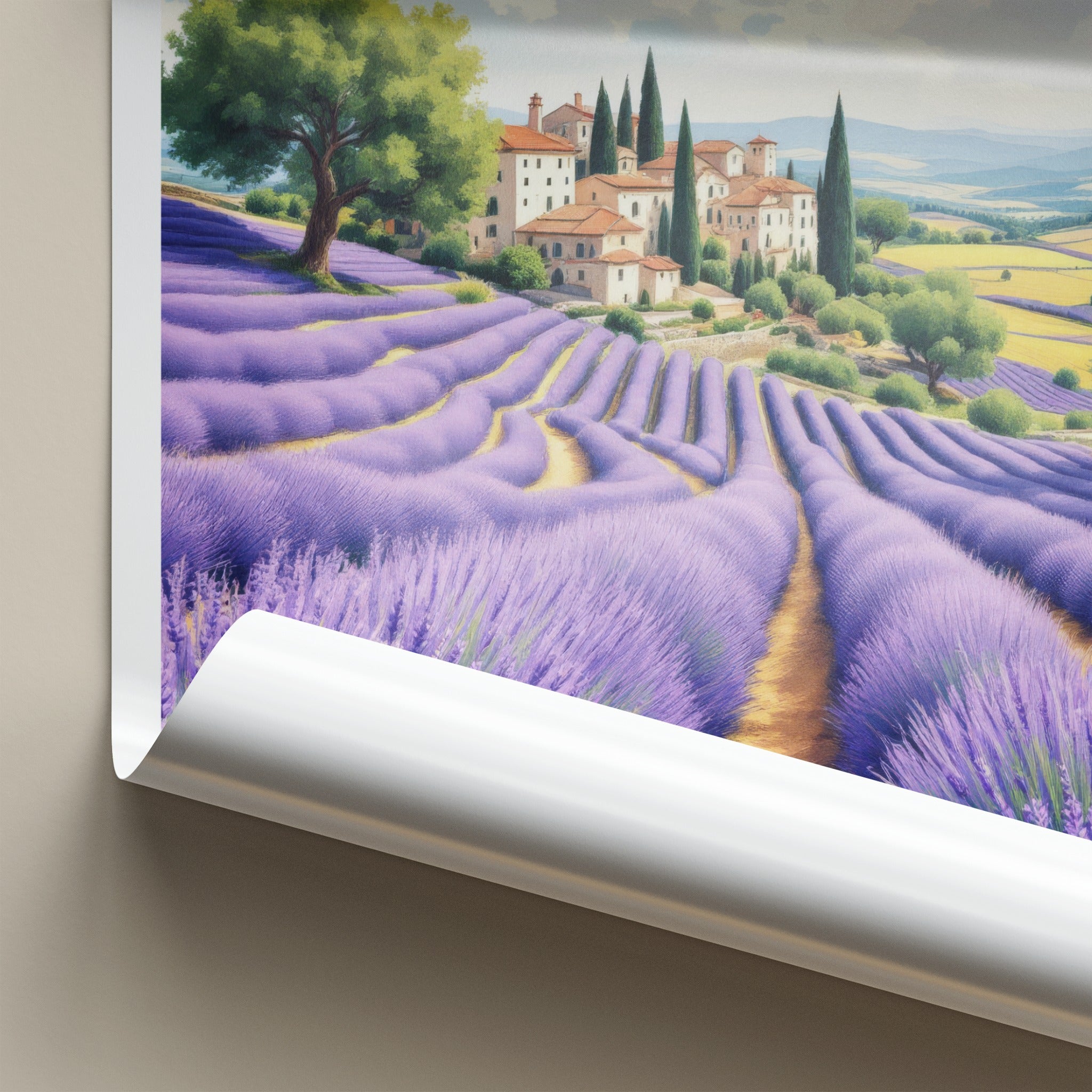 Provence Poster - France Travel Art - Lavender Village Fields Home Decor