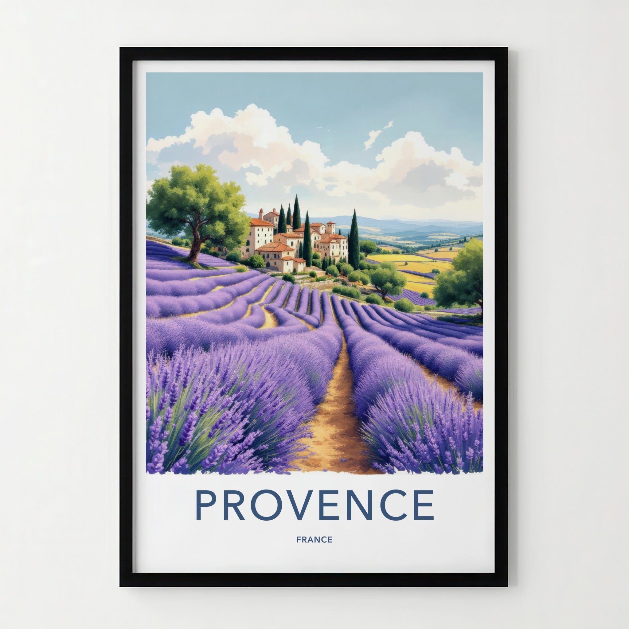 Provence Poster - France Travel Art - Lavender Village Fields Home Decor