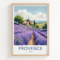 Provence Poster - France Travel Art - Lavender Village Fields Home Decor