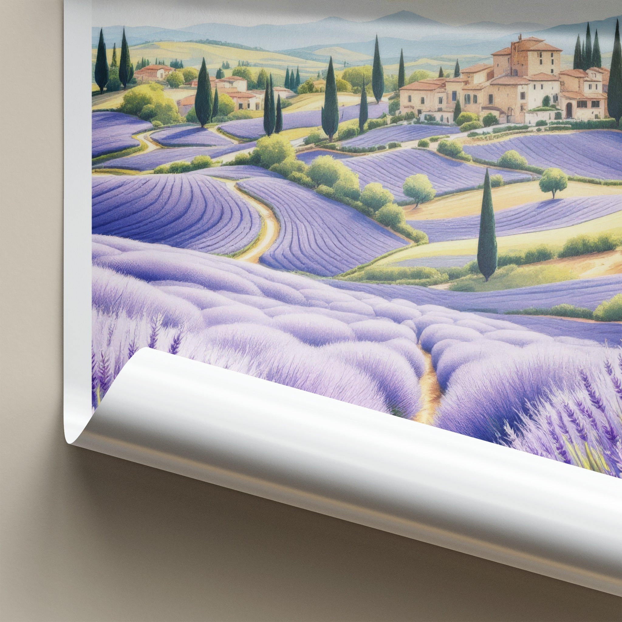 Provence Poster - France Travel Art - Rolling Lavender Fields Home Decor