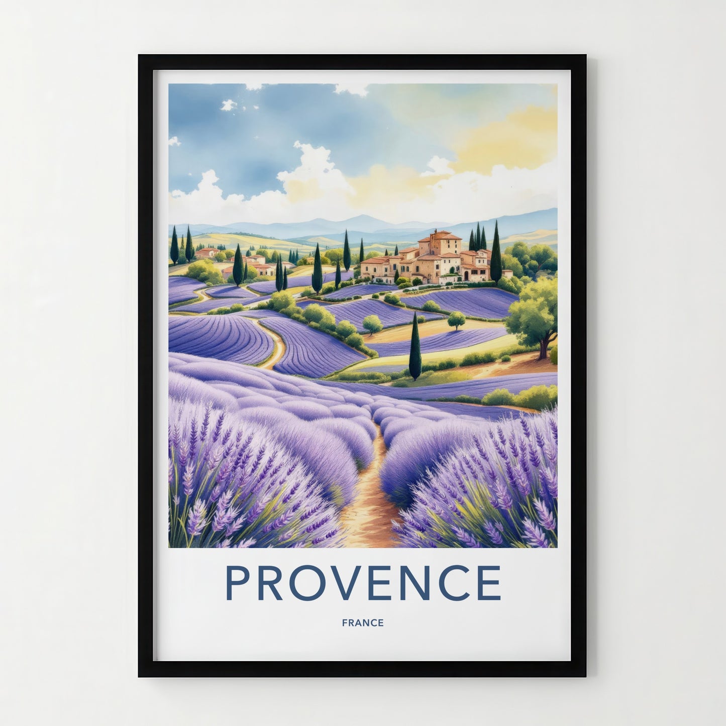 Provence Poster - France Travel Art - Rolling Lavender Fields Home Decor