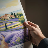 Provence Poster - France Travel Art - Rolling Lavender Fields Home Decor