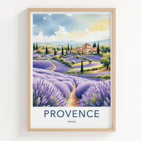 Provence Poster - France Travel Art - Rolling Lavender Fields Home Decor