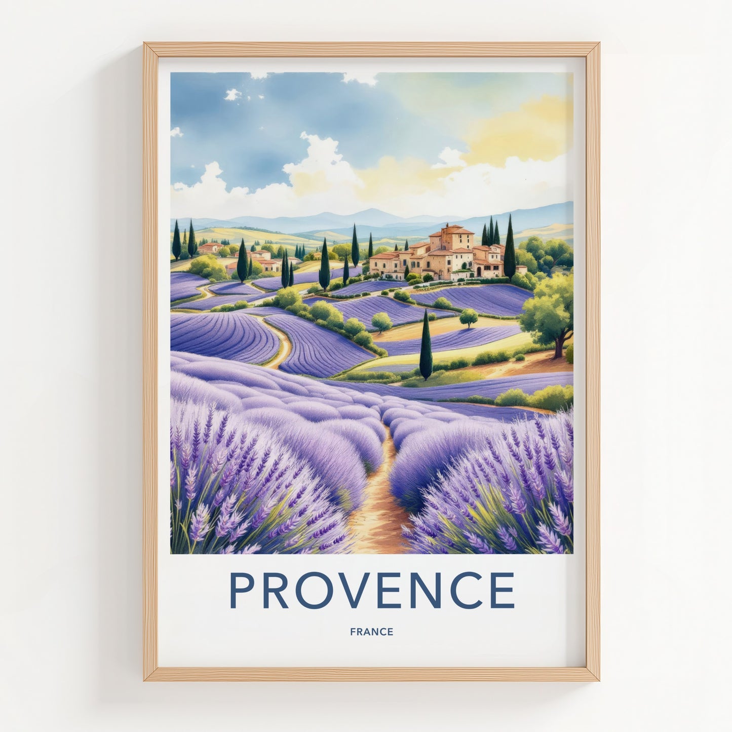 Provence Poster - France Travel Art - Rolling Lavender Fields Home Decor