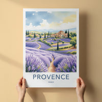 Provence Poster - France Travel Art - Rolling Lavender Fields Home Decor