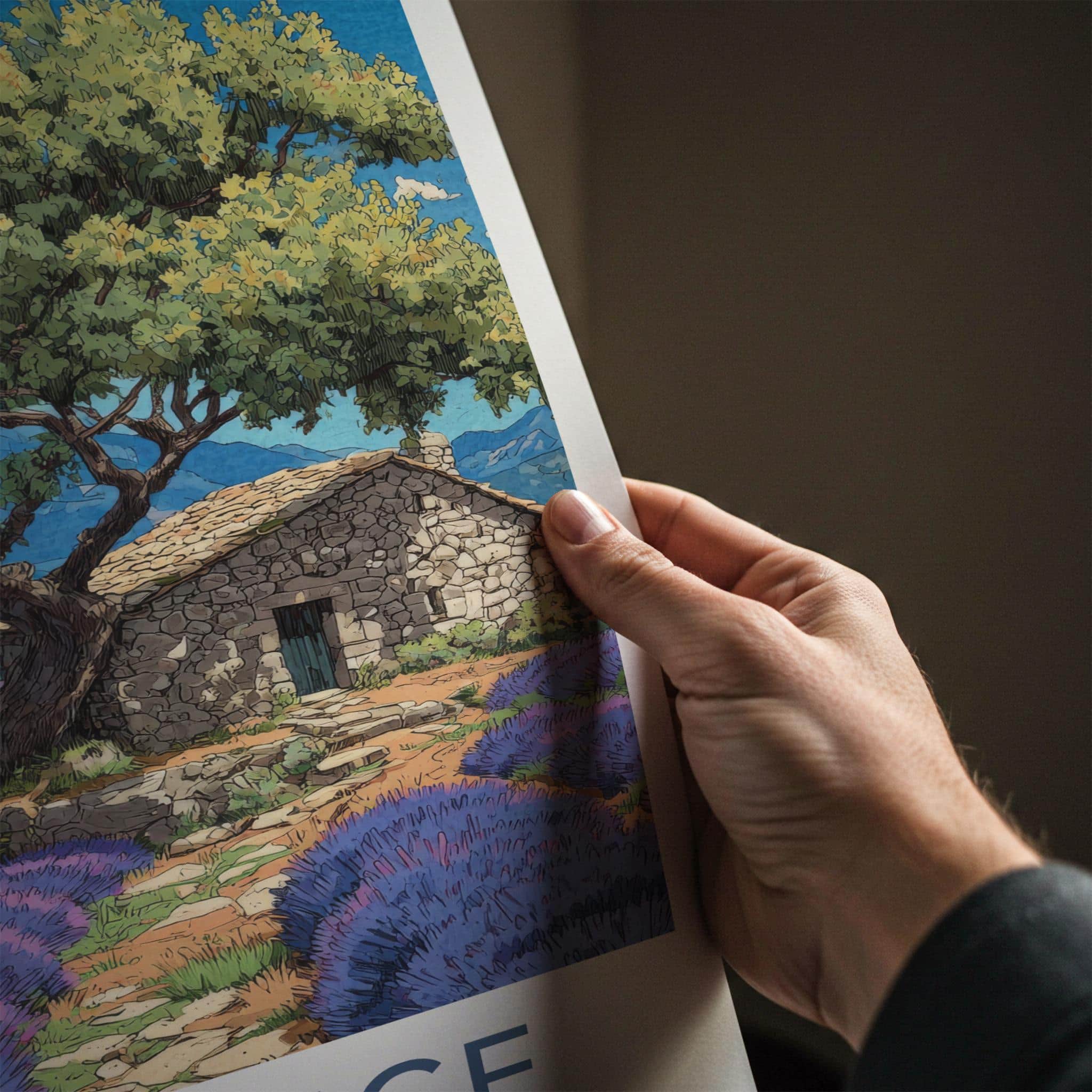 Provence Poster - France Travel Art - Stone House Lavender Home Decor