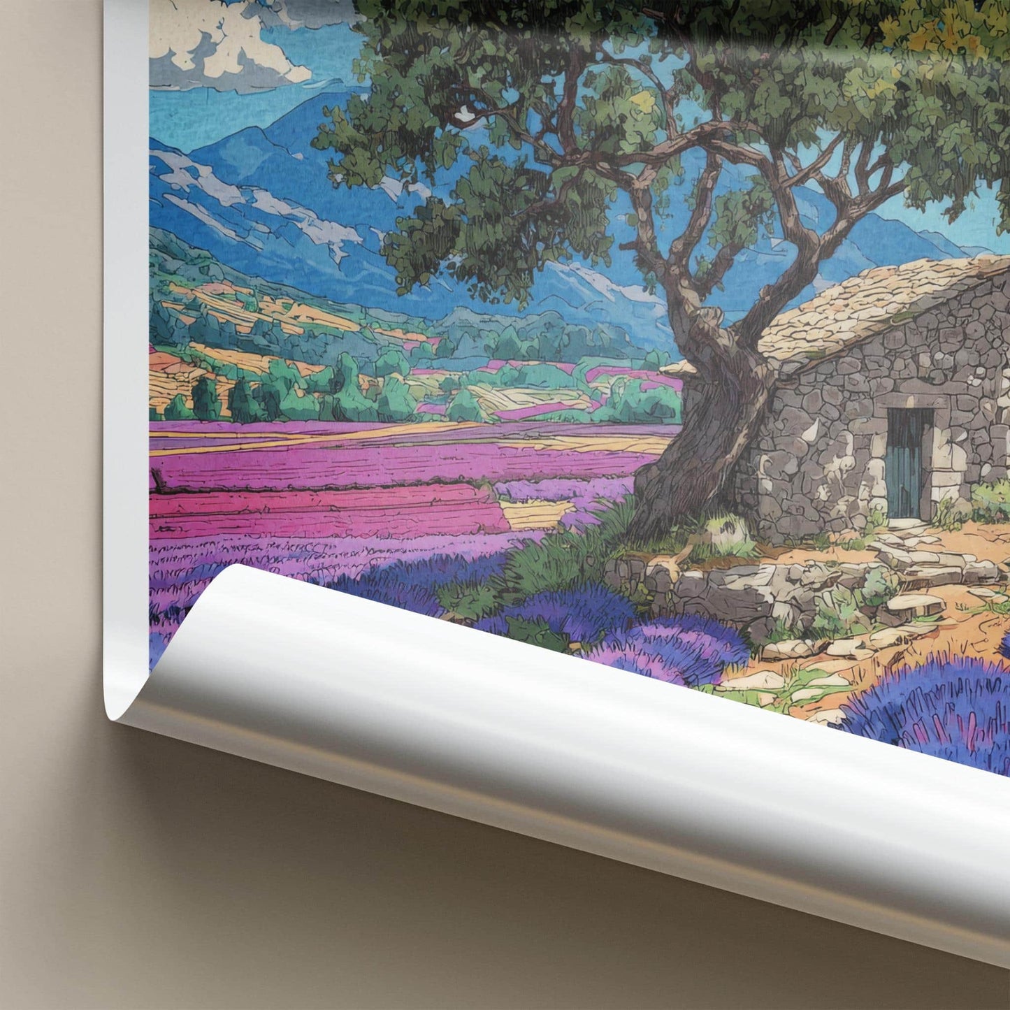 Provence Poster - France Travel Art - Stone House Lavender Home Decor