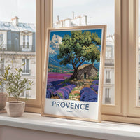Provence Poster - France Travel Art - Stone House Lavender Home Decor