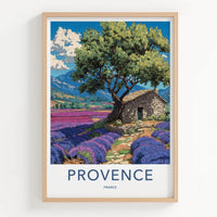 Provence Poster - France Travel Art - Stone House Lavender Home Decor