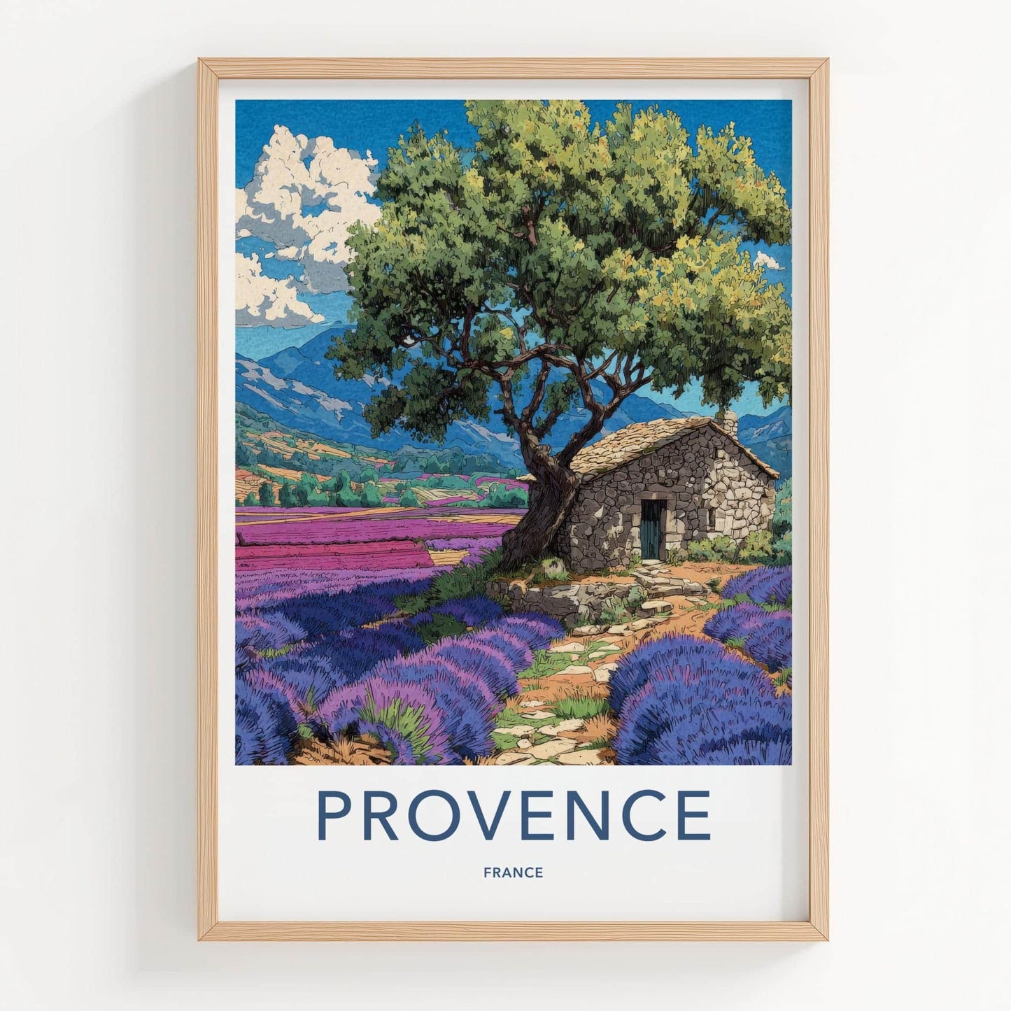 Provence Poster - France Travel Art - Stone House Lavender Home Decor