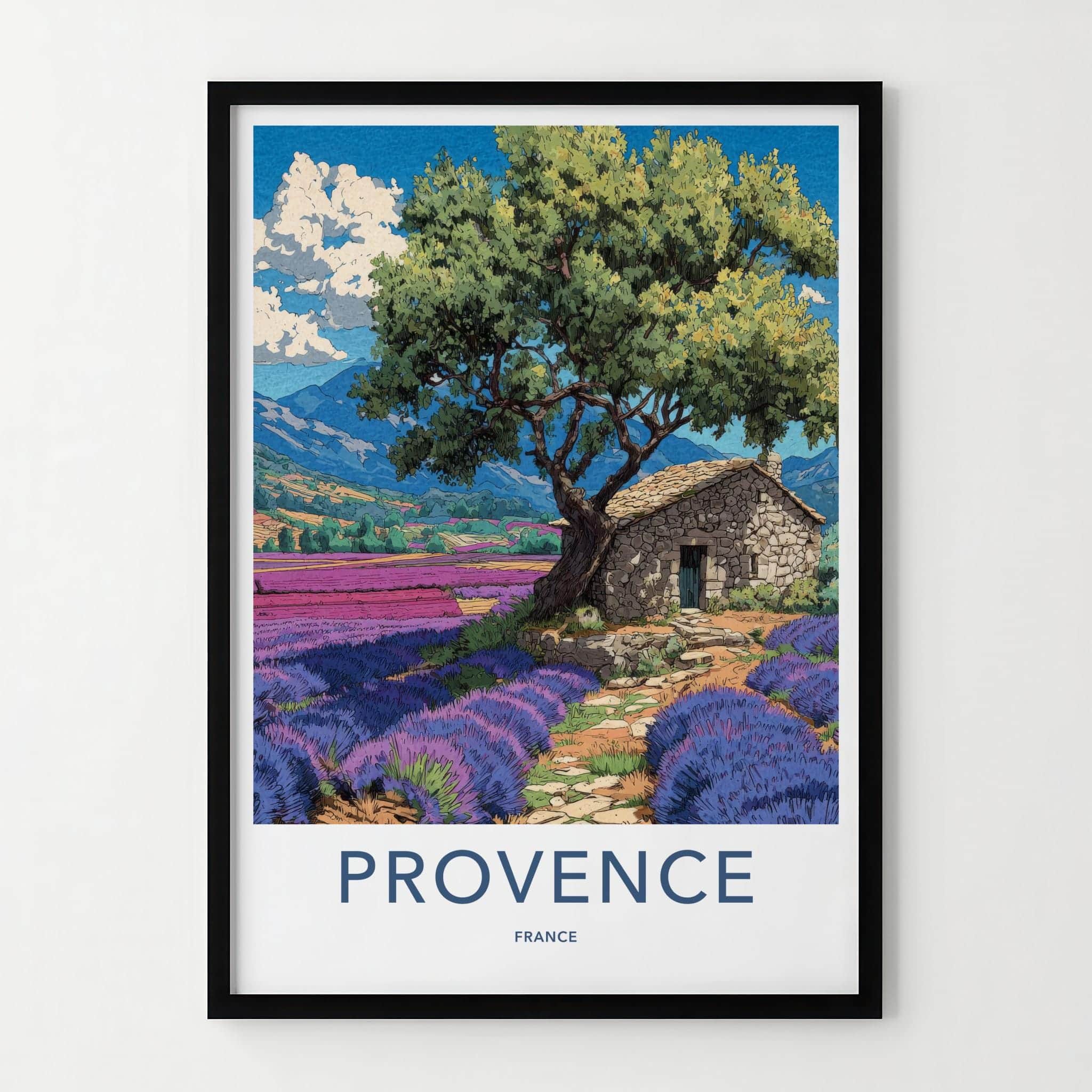 Provence Poster - France Travel Art - Stone House Lavender Home Decor