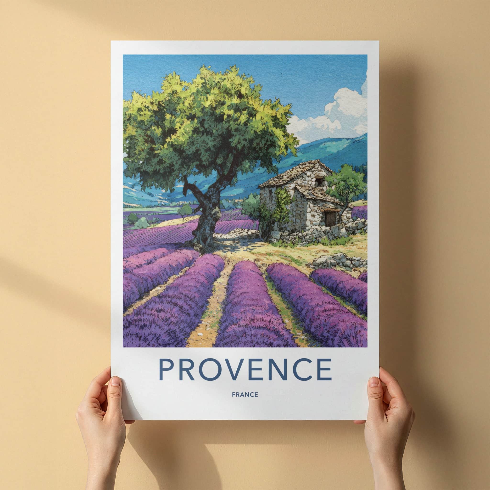 Provence Poster - France Travel Art - Stone House View Home Art