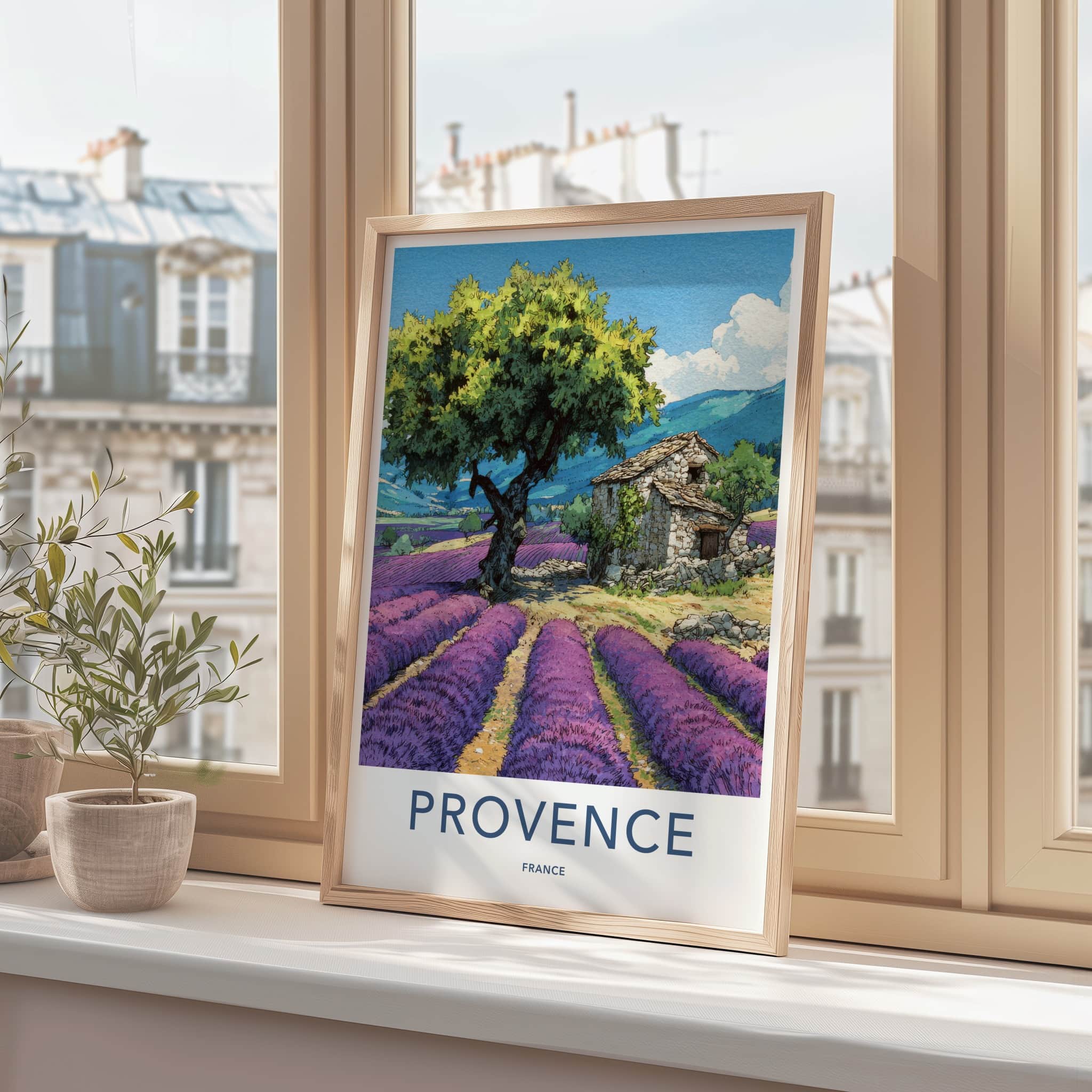 Provence Poster - France Travel Art - Stone House View Home Art