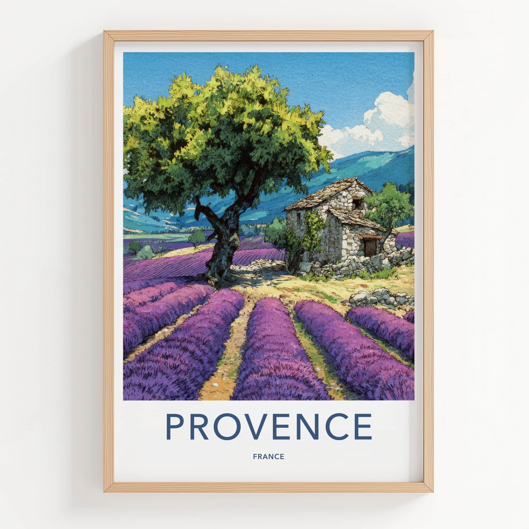 Provence Poster - France Travel Art - Stone House View Home Art