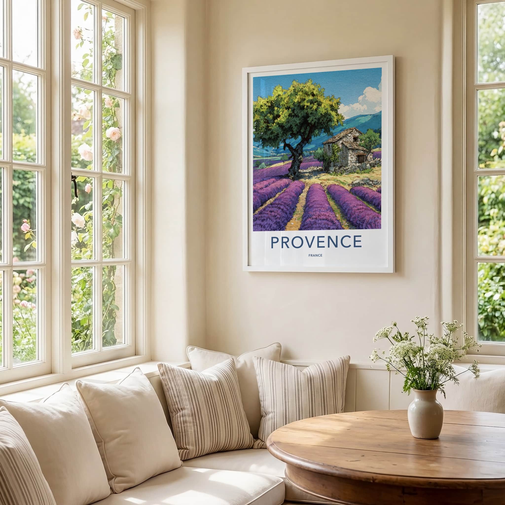 Provence Poster - France Travel Art - Stone House View Home Art